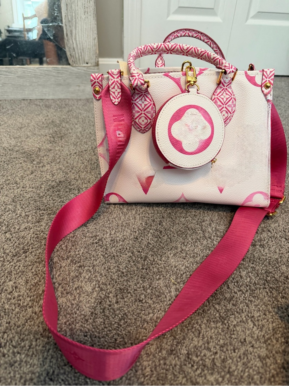 Pink Patterned Women’s Top-Handle Crossbody Bag